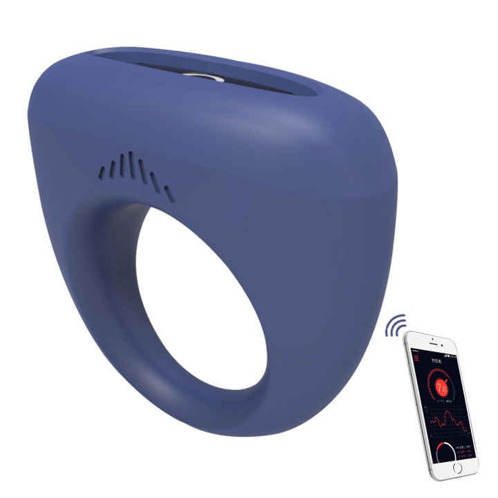 Эрекционное кольцо с вибрацией + приложение "Magic Dante" синее  